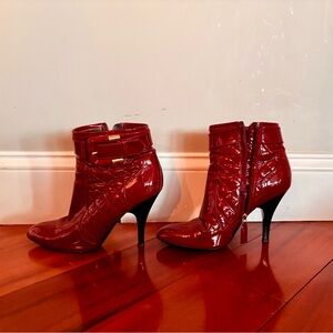 Burberry 2010 Red Patent Heeled Boots